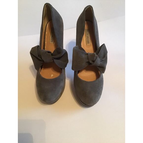 KELSI DAGGER GREY SUEDE PLATFORM BOW 8M - Picture 1 of 12